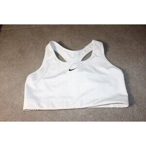 Nike Training Swoosh Classic Cream Black Sports Bra Racerback Size L